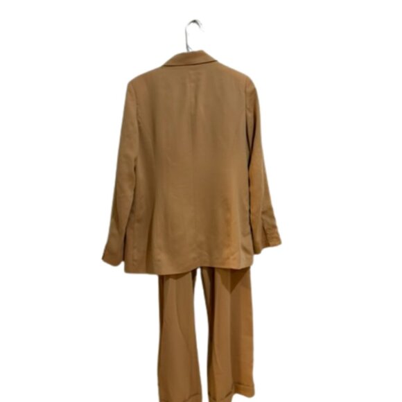 Metro Style Tan Pantsuit Set Blazer & Trousers 10T w/ Spare Button - Picture 3 of 8